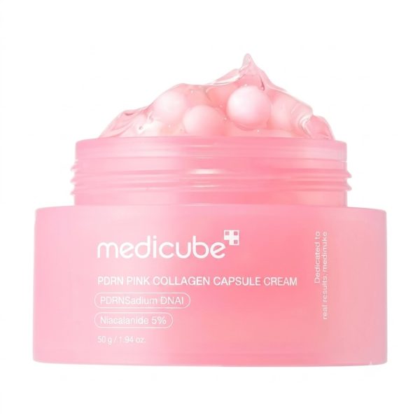 MEDICUBE PDRN Pink Collagen Capsule Cream – Stangrinamasis ir drėkinamasis veido kremas su PDRN ir kolagenu, 55 g