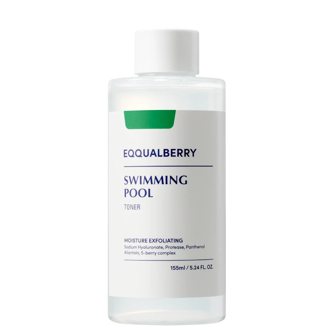 EQQUALBERRY Swimming Pool Daily Facial Toner – Drėkinamasis ir švelniai šveičiamasis veido tonikas, 155 ml