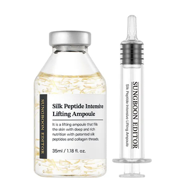 SUNGBOON EDITOR Silk Peptide Intensive Lifting Ampoule – Intensyviai stangrinanti veido ampulė su šilko peptidais, 35 ml